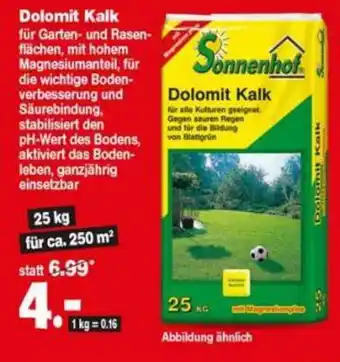 Repo Markt Sonnenhof Dolomit Kalk 25kg Angebot