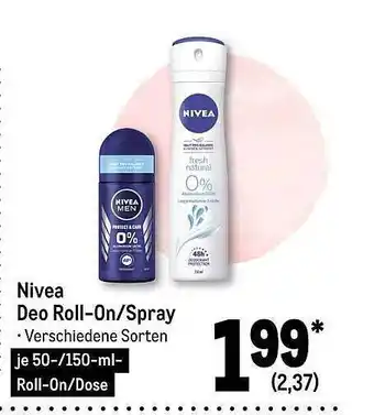 METRO Nivea deo roll-on oder spray Angebot