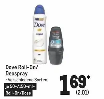 METRO Dove roll-on oder deospray Angebot