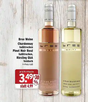 Wasgau Bree weine chardonnay halbtrocken pinot noir rosé oder riesling qba feinherb Angebot