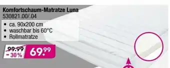 Möbel Boss Komfortschaum Matratze Luna Angebot