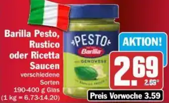 Hit Barilla Pesto, Rustico oder Ricetta Saucen 190-400 g Glas Angebot