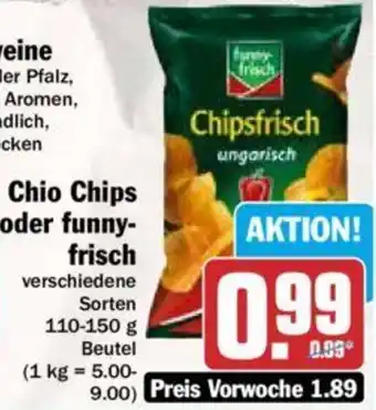 Hit Chio Chips oder Funny Frisch 110-150 g Beutel Angebot