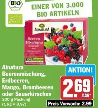 Hit Alnatura Beerenmischung, Erdbeeren, Mango, Brombeeren oder Sauerkirschen 300 g Packung Angebot