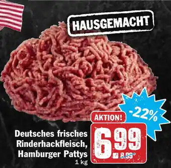 Hit Deutsches frisches Rinderhackfleisch, Hamburger Pattys 1kg Angebot