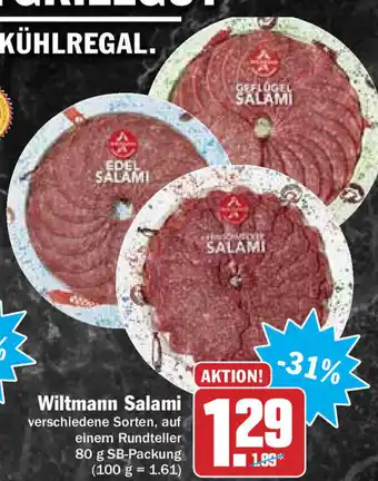 Hit Wiltmann Salami 80 g Angebot