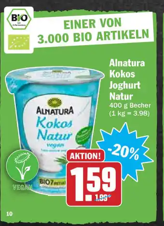 Hit Alnatura Kokos Joghurt Natur 400g Becher Angebot