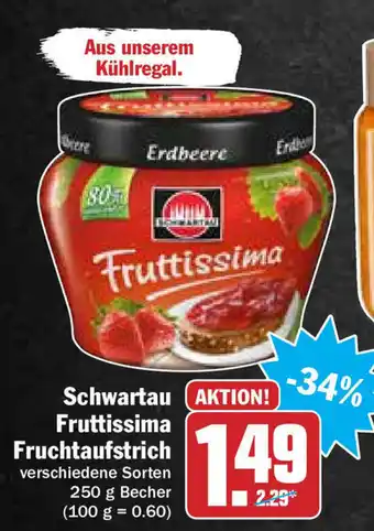 Hit Schwartau Fruttissima Fruchtauftstrich 250g Becher Angebot