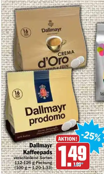 Hit Dallmayr Kaffeepads 112-126g Angebot