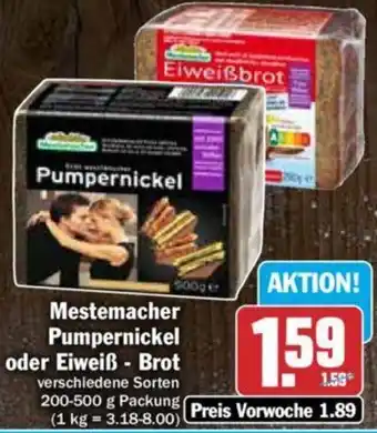 Hit Mestemacher Pumpernickel oder Eiweiß-Brot 200-500 g Packung Angebot