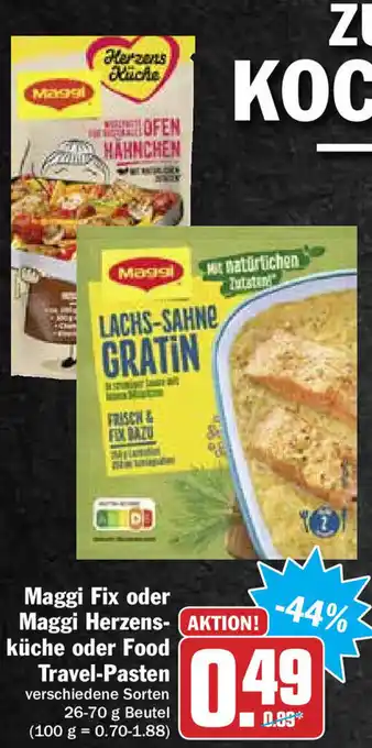 Hit Maggi Fix oder Maggi Herzensküche oder Food Travel Pasten 26-70g Beutel Angebot