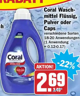 Hit Coral Waschmittel Flüssig, Pulver oder Caps Angebot