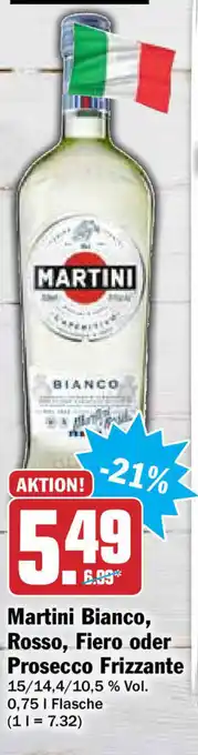 Hit Martini Bianco, Rosso, Fiero oder Prosecco Frizzante 0,75L Angebot