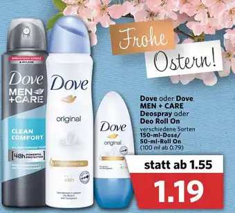 Combi Dove oder Dove Men + Care Deospray oder Deo Roll on 150ml/50ml Angebot