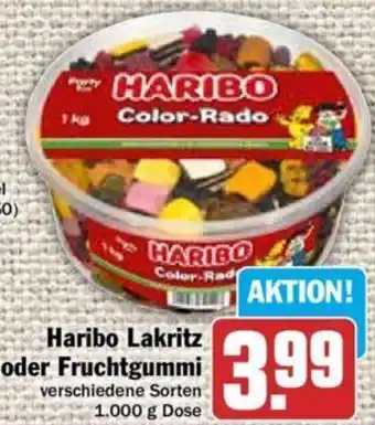 Hit Haribo Lakritz oder Fruchtgummi 1000 g Dose Angebot