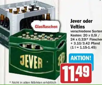 Hit Jever oder Veltins 20x0,5 L/24x0,33 L Flasche Angebot