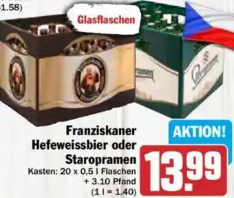 Hit Franziskaner Hefeweissbier oder Staropramen 20x0,5 L Flaschen Angebot