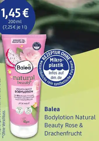 dm drogerie Balea Bodylotion Natural & Beauty Rose & Drachenfrucht 200 ml Angebot