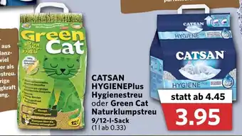 Combi Catsan HygienePlus Hygienestreu oder Green Cat Naturklumpstreu Angebot