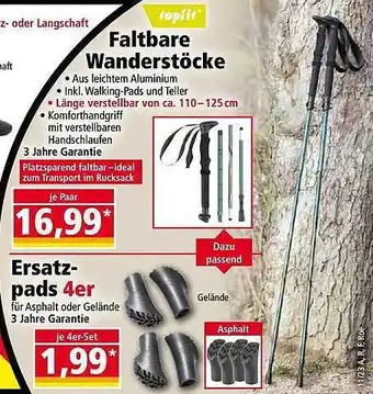 Norma Topfit faltbare wanderstöcke oder ersatzpads 4er Angebot