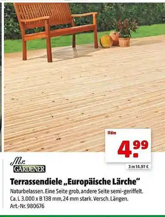 Hagebau Mr. gardener terrassendiele „europäische lärche“ Angebot