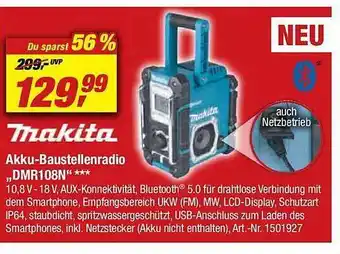 toom Baumarkt Makita akku-baustellenradio „dmr108n“ Angebot