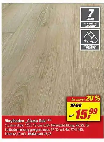 toom Baumarkt Vinylboden „glacia oak“ Angebot