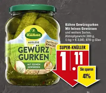 Edeka Neukauf Kühne Gewürzgurken mit feinen Gewürzen 670g Angebot