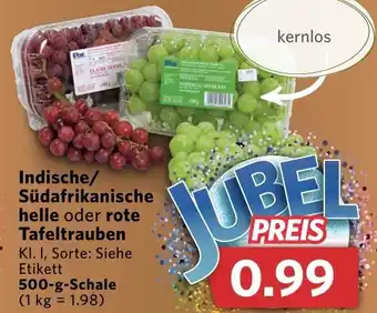 Combi Indische/Südafrikanische helle oder rote Tafeltrauben 500g Angebot