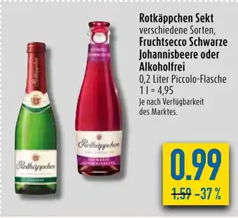 diska Rotkappchen Sekt, Fruchtsecco Schwarze Johannisbeere o. Alkoholfrei 200 ml Angebot