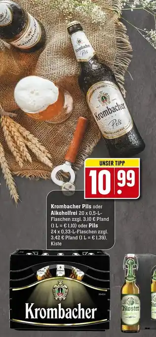 Edeka Neukauf Krombacher Pils oder Alkoholfrei 24x0,33/20x0,5L Angebot