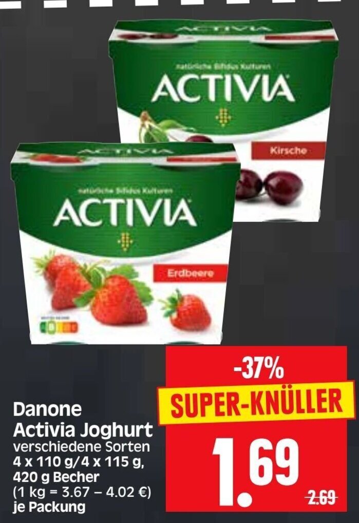 Danone Activia Joghurt 4*110/4*115 g Angebot bei Edeka Herkules