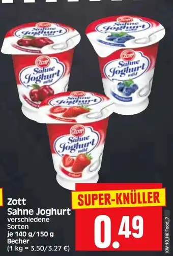 Edeka Herkules Zott Sahne Joghurt 140/150 g Angebot