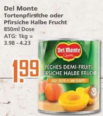 Klaas und Kock Del Monte Tortenpfirsiche oder Pfirsiche Halbe Frucht 850 ml Dose Angebot