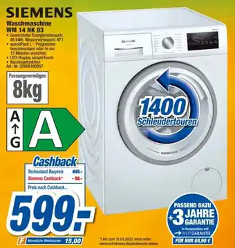 expert Techno Land Siemens Waschmaschine WM 14 NK 93 Angebot