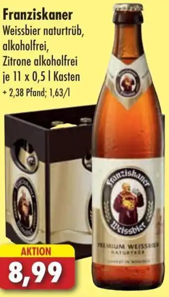 Lösch Depot Franziskaner Weissbier Naturtrüb, Alkoholfrei 11x0,5 L Kasten Angebot