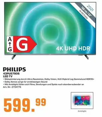 Saturn Philips 43PUS7906 LED TV Angebot