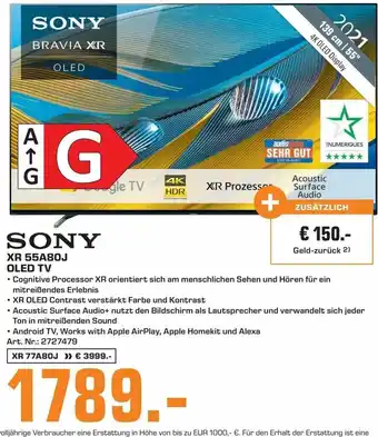 Saturn Sony XR 55A80J OLED TV Angebot