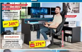 ROLLER Gamer Schreibtisch oder Gaming Drehstuhl Angebot