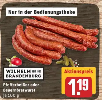 REWE Pfefferbeißer oder Bauernbratwurst 100g Angebot