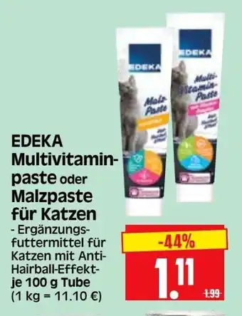 Edeka Herkules Edeka Multivitaminpaste o. Malzpaste fur Katzen 100g Angebot