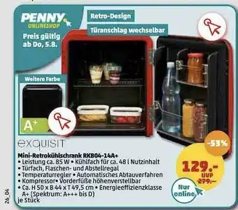 PENNY Exquisit Mini-retrokühlschrank Rkb04-14a+ Angebot