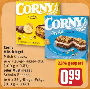 REWE Corny Müsliriegel 4x30g/6x25g Angebot