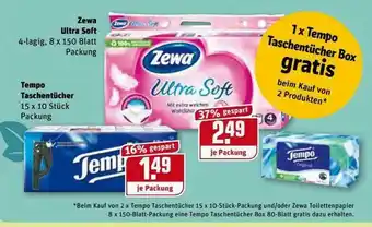 REWE Kaufpark Zewa Ultra Soft, Tempo Taschentücher Angebot