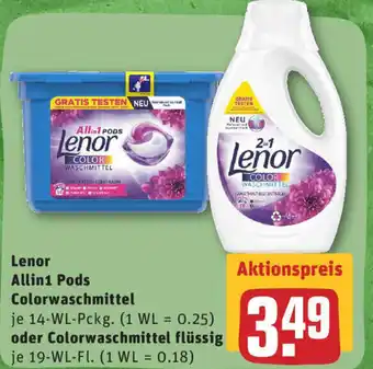 REWE Lenor All in 1 Pods Colorwaschmittel oder Colorwaschmittel flüssig Angebot