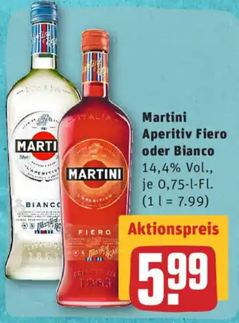 REWE Martini Aperitiv Fiero oder Bianco 0,75L Angebot