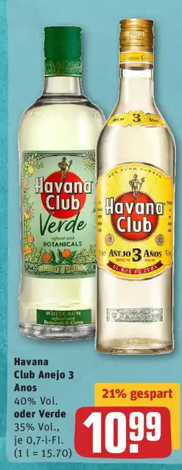 REWE Havana Club Añejo 3 Anos oder Verde 0,7L Angebot