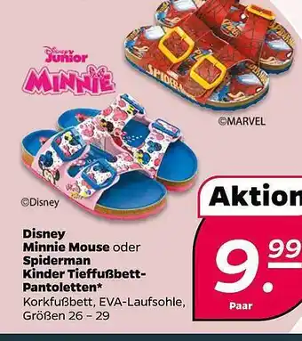 NETTO Disney minnie mouse oder spiderman kinder tieffußbett-pantoletten Angebot