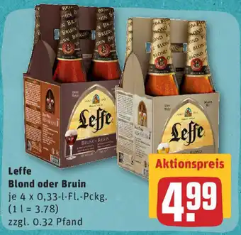 REWE Leffe Blonde oder Bruin  4x0,33L Angebot