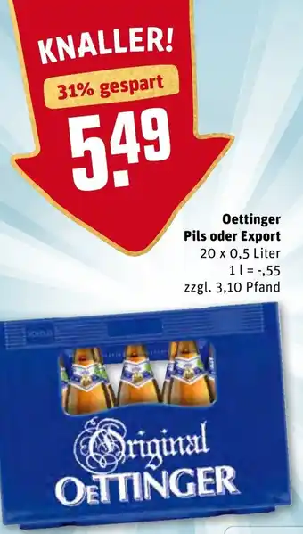 REWE Oettinger Pils oder Export 20 x 0.5 L Angebot